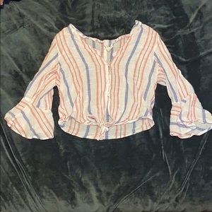 Flared long sleeve crop top